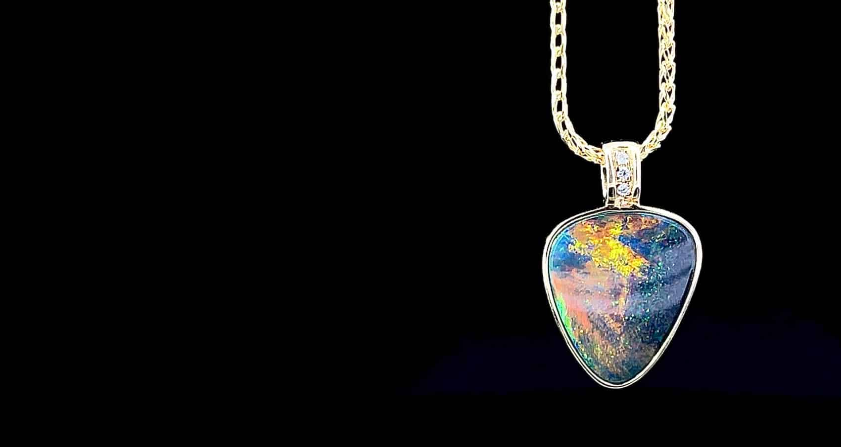 Andamooka Black Opal Necklace