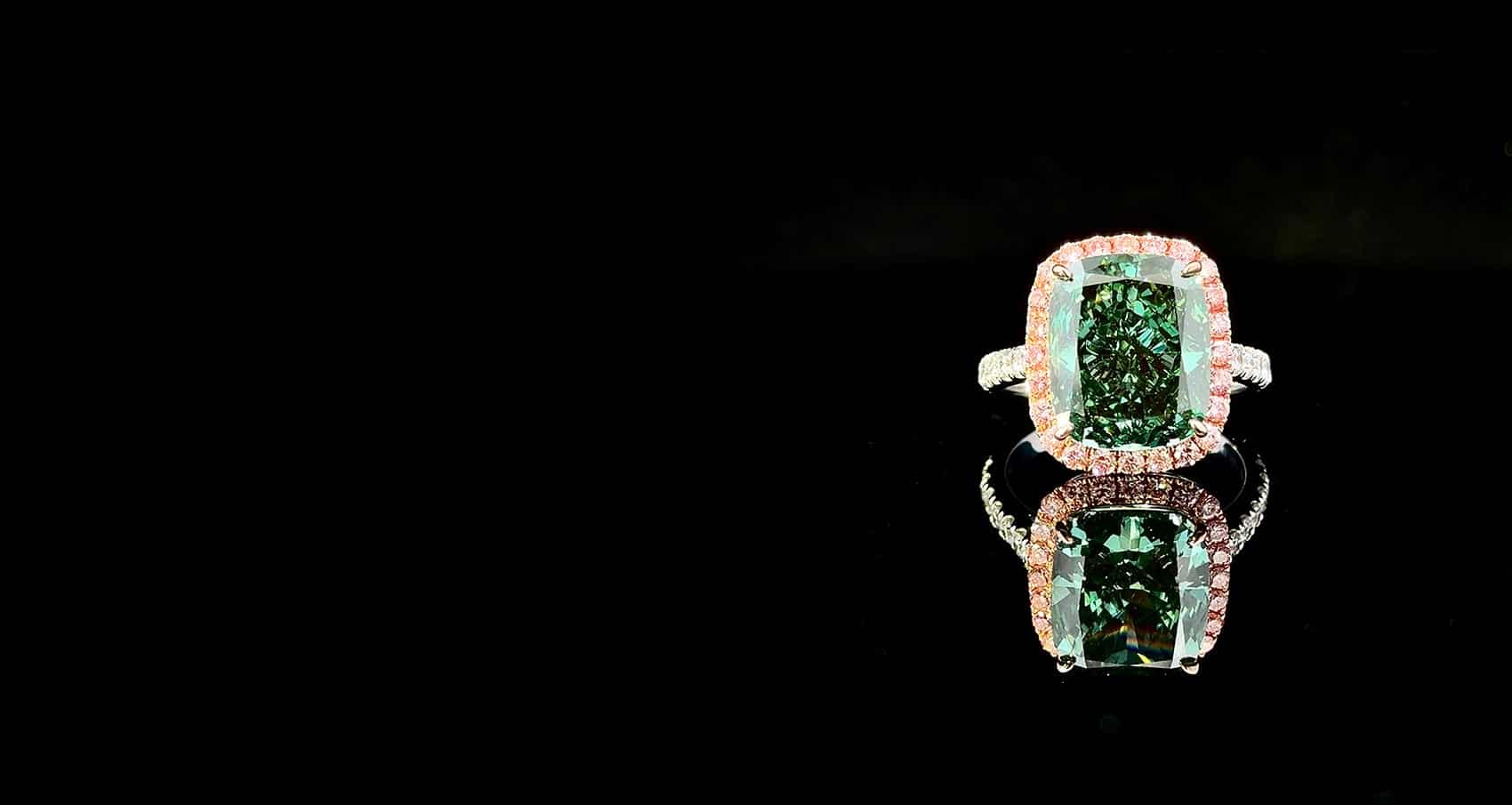 Green Lab-Grown Diamond with Pink and White Accents